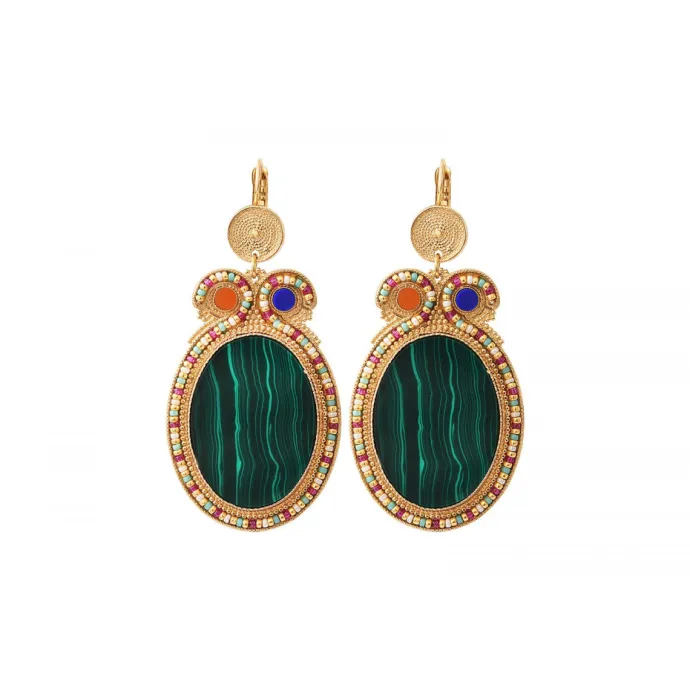 Online Claudia large sleeper earrings - green Dormeuses