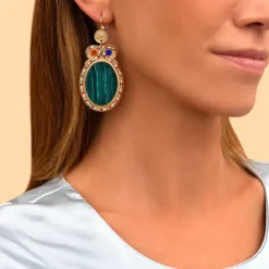 Online Claudia large sleeper earrings - green Dormeuses