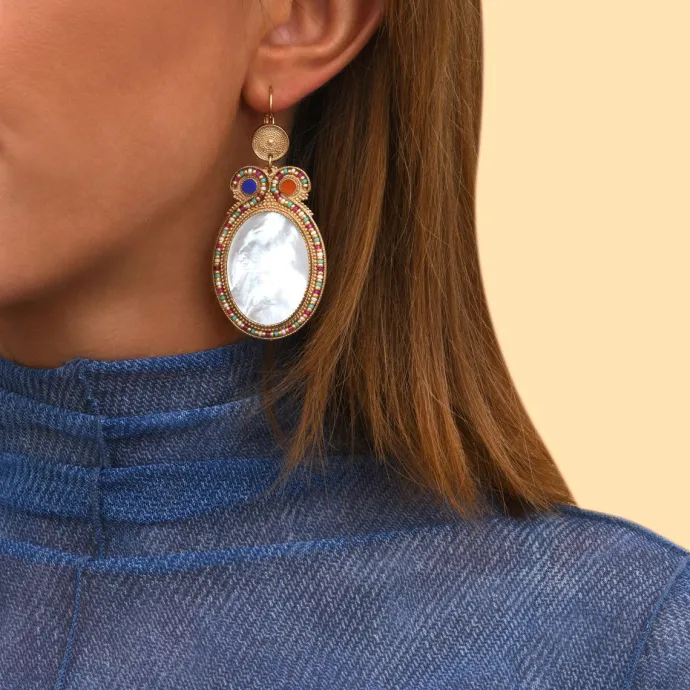 Online Claudia sleeper earrings - mother-of-pearl Dormeuses