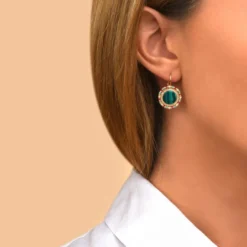 Best Claudia thin sleeper earrings - green Dormeuses
