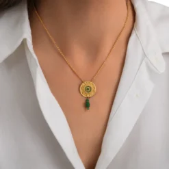 Hot Dakota Adjustable Delicate Pendant Necklace - Green Pendentifs Et Médailles