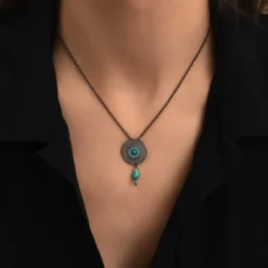 Outlet Dakota Adjustable Pendant Necklace - Turquoise Pendentifs Et Médailles