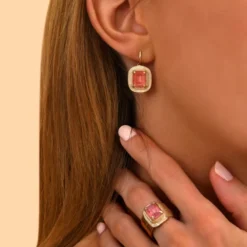 Sale Delicate sleeper earrings, Soleil - roses Dormeuses