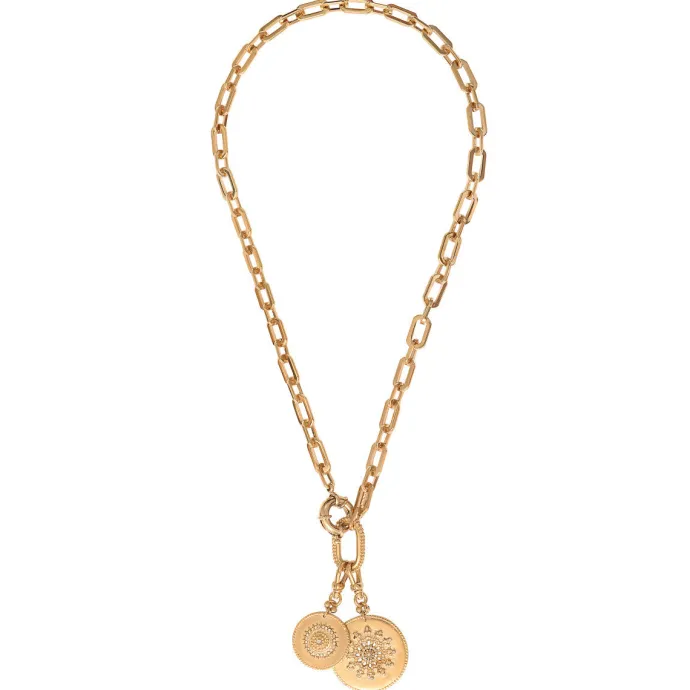 New Farah Adjustable Pendant Necklace - Gold Pendentifs Et Médailles