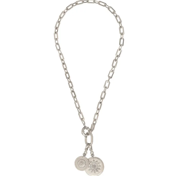 New Farah Adjustable Pendant Necklace - Silver Pendentifs Et Médailles