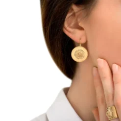 Discount Farah round sleeper earrings - gold Dormeuses
