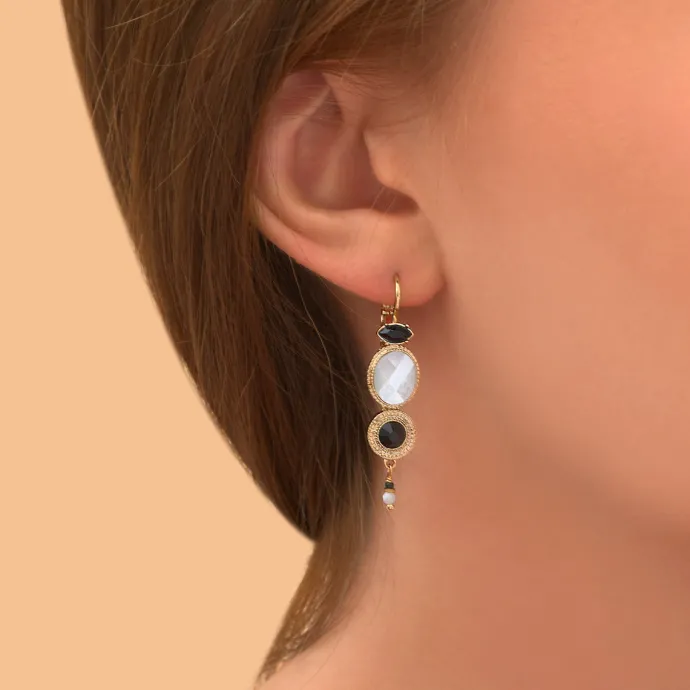 Discount Fujita dangling sleeper earrings - white Longues / Pendantes|Dormeuses