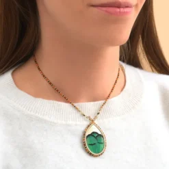 Sale Fujita pendant necklace - green Sautoirs & Colliers Longs|Pendentifs Et Médailles