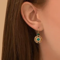 Best Fujita thin sleeper earrings - green Dormeuses