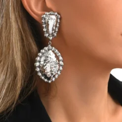 Online Gilda clip-on drop earrings – silver Boucles D'oreilles XXL|Longues / Pendantes
