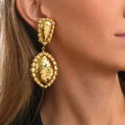 New Gilda round clip-on drop earrings – gold Clips|Boucles D'oreilles XXL