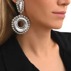 Discount Gilda round clip-on drop earrings – silver Clips|Boucles D'oreilles XXL