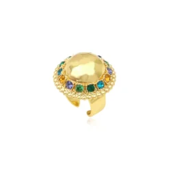 Gloria adjustable medium ring - green Bague XXL