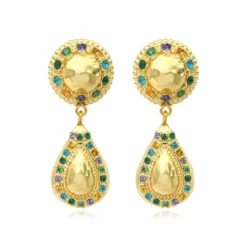 Discount Gloria clip-on drop earrings - green Clips|Boucles D'oreilles XXL