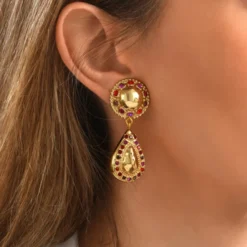 Outlet Gloria clip-on drop earrings - red Boucles D'oreilles XXL|Clips