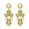 Best Gloria clip-on earrings in gold metallic resin and green crystals Clips|Boucles D'oreilles XXL