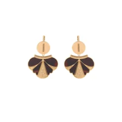 Best Hawaiian sleeper earrings - black and gold Dormeuses