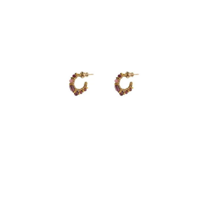 Best Iancura fine hoop earrings - garnet Créoles