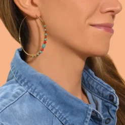 Outlet Iancura hoop earrings - turquoise carnelian Percées / Tiges