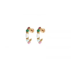 Discount Iancura mini hoop earrings - green garnet Percées / Tiges