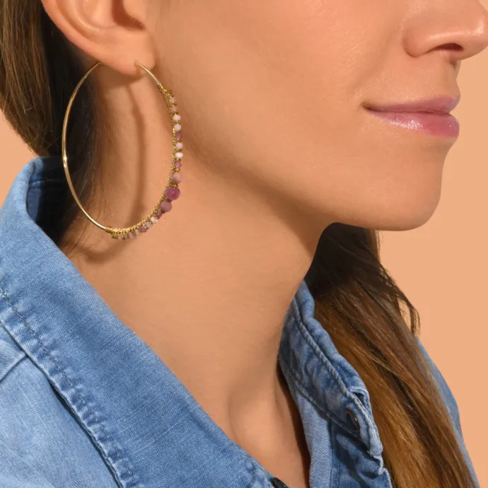 New Iancura wide hoop earrings - roses Percées / Tiges