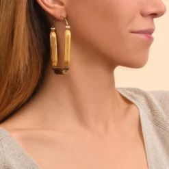 New Inti graphic hoop earrings - gold Créoles
