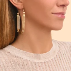New Inti rectangular hoop earrings - gold Créoles