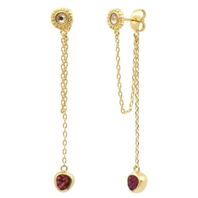 Sale Lhasa long stud pierced earrings - red Percées / Tiges