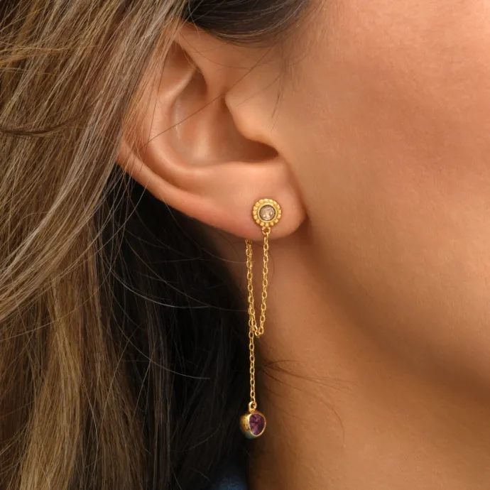 Sale Lhasa long stud pierced earrings - red Percées / Tiges