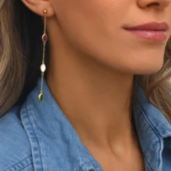 New Lhasa pierced earrings - green and red Percées / Tiges