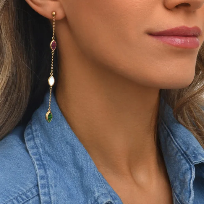 New Lhasa pierced earrings - green and red Percées / Tiges
