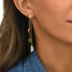 Best Lhasa pierced stud earrings - green and red Percées / Tiges
