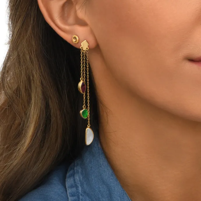 Best Lhasa pierced stud earrings - green and red Percées / Tiges