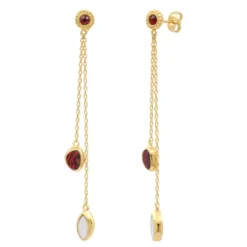 Sale Lhasa two-tone mother-of-pearl stud earrings - red Percées / Tiges