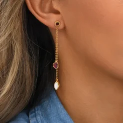 Sale Lhasa two-tone mother-of-pearl stud earrings - red Percées / Tiges