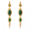 Best Long sleeper earrings, Sun design - green Dormeuses