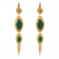 Best Long sleeper earrings, Sun design - green Dormeuses