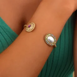 Hot Louise adjustable bangle bracelet - white Joncs