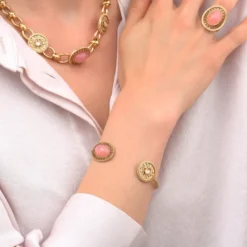 Sale Louise adjustable bangle bracelet - pink Joncs