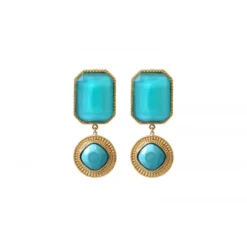 Louise clip-on drop earrings - turquoise Clips|Longues / Pendantes