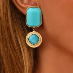 Louise clip-on drop earrings - turquoise Clips|Longues / Pendantes