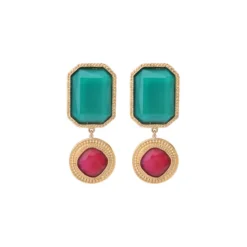 Louise clip-on earrings - turquoise and red Clips