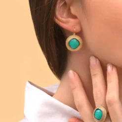 Clearance Louise delicate sleeper earrings - turquoise Dormeuses