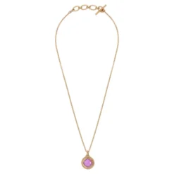 Clearance Louise faceted cabochon pendant necklace - pink Sautoirs & Colliers Longs|Pendentifs Et Médailles