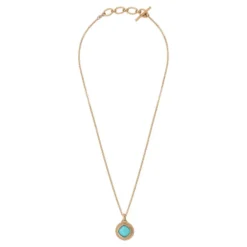 New Louise faceted cabochon pendant necklace - blue Sautoirs & Colliers Longs|Pendentifs Et Médailles