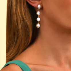 Outlet Louise long pierced stud earrings - white Percées / Tiges