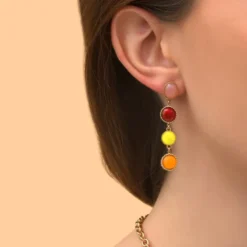 Sale Louise long stud earrings for pierced ears - red Percées / Tiges