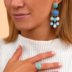 Hot Louise pierced stud earrings - turquoise Percées / Tiges