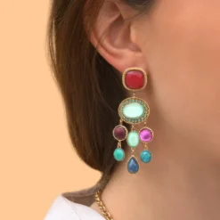 Best Louise pierced stud earrings - blue Percées / Tiges