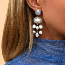 Clearance Louise pierced stud earrings - white Percées / Tiges